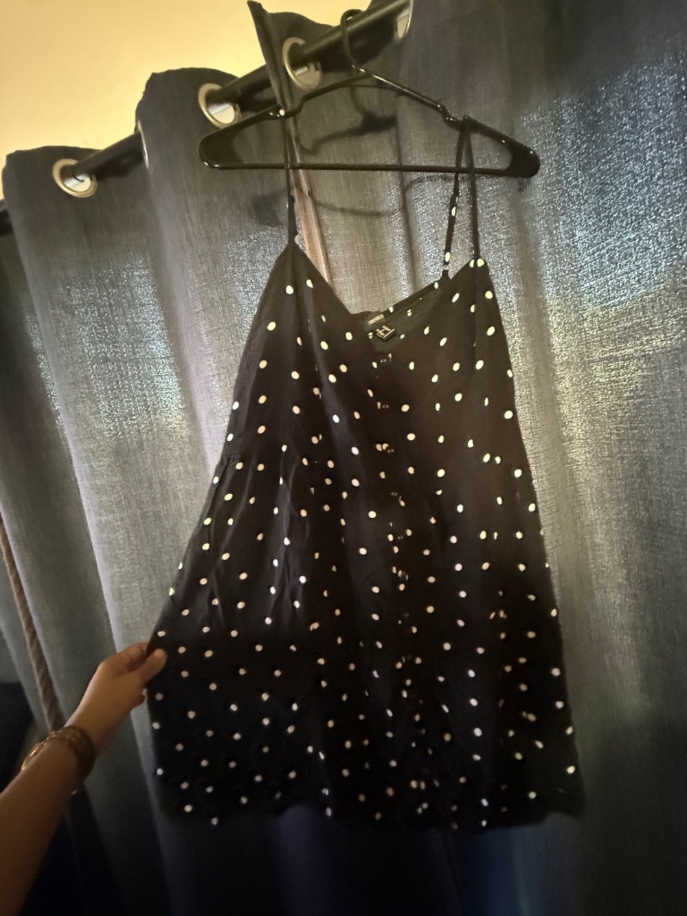 Forever 21 Black Polka Dot Button-Front Cami Dress
